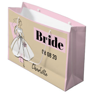 Fashion Bride Neutral Bride gift bag large pink