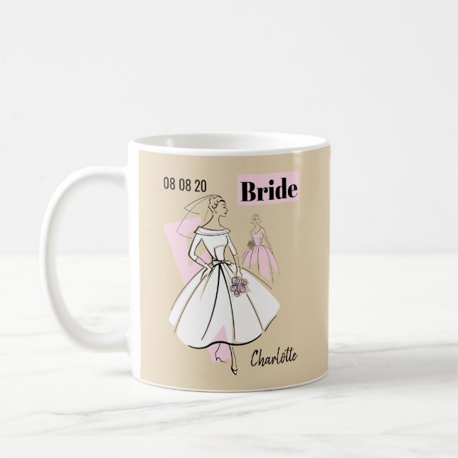 Fashion Bride Neutral Bride Group Date Name 2 side Coffee Mug (Left)