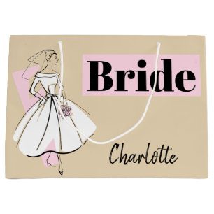 Fashion Bride Neutral Bride Name large Gift Bag
