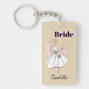 Fashion Bride Neutral Bride rectangle Keychain
