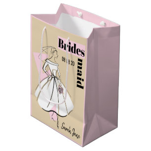 Fashion Bride Neutral Bridesmaid medium pink Gift Bag