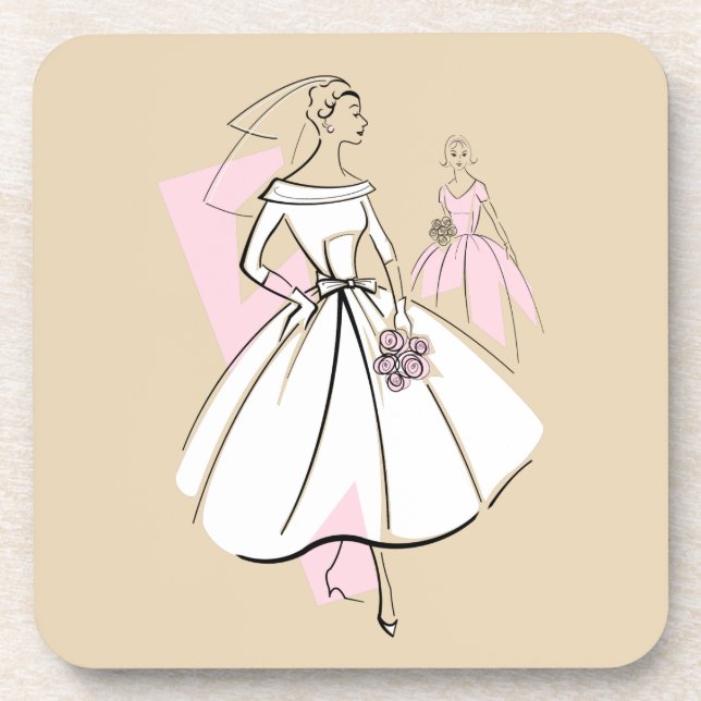 Fashion Bride Neutral Group coaster cork back (Front)