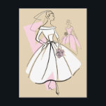 Fashion Bride Neutral Group postcard<br><div class="desc">A mid-century style design with a retro touch featuring line drawings of a bride and bridesmaid in pink and white on a neutral colour change background. Inspired by dress patterns and fashion illustrations from the 1950s and 1960s. A customizable design for you to personalise with your own text, images and...</div>