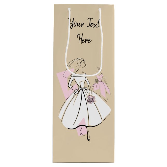 Fashion Bride Neutral Group Text wine Gift Bag (Front)