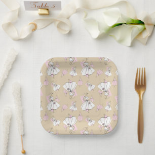 Fashion Bride Neutral Multi square Paper Plate