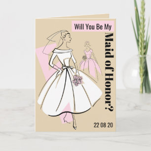 Fashion Bride Neutral My Maid of Honour Text beige Invitation