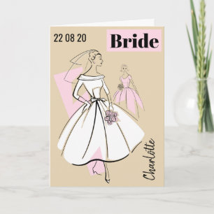 Fashion Bride Neutral Name Date Text Card