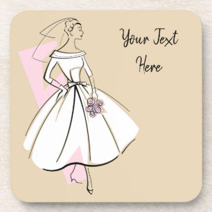 Fashion Bride Neutral Text coaster cork back