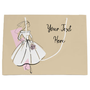 Fashion Bride Neutral Text gift bag large