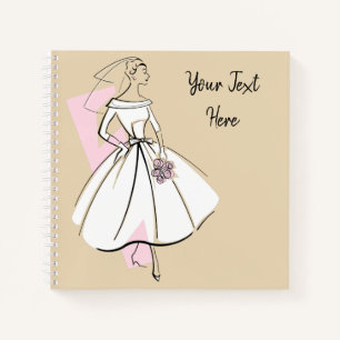 Fashion Bride Neutral Text notebook square
