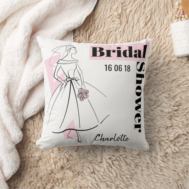 Fashion Bride Pink Bridal Shower multi back Throw Pillow (Blanket)