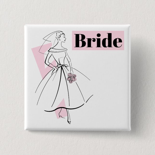 Fashion Bride Pink Bride button square (Front)