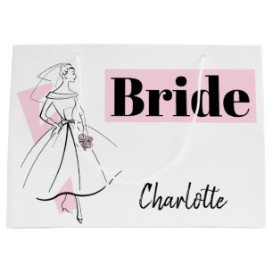 Fashion Bride Pink Bride Name gift bag large