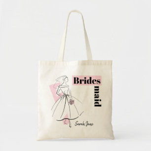 Fashion Bride Pink Bridesmaid Name budget tote Bag
