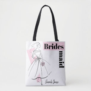 Fashion Bride Pink Bridesmaid Name tote multi back Bag
