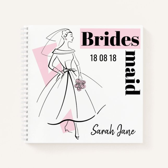 Fashion Bride Pink Bridesmaid notebook square (Front)