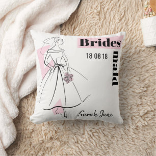 Fashion Bride Pink Bridesmaid pink back Throw Pillow
