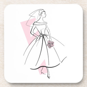Fashion Bride Pink coaster cork back