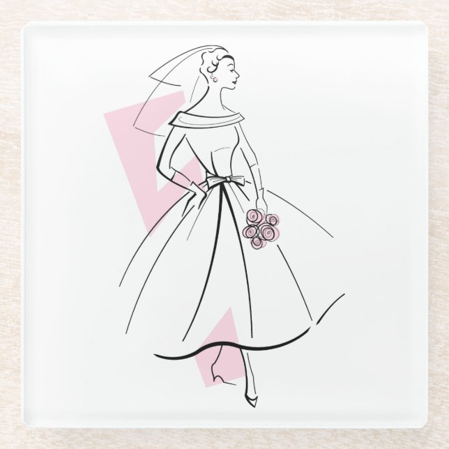 Fashion Bride Pink coaster glass (Front)