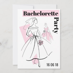 Fashion Bride Pink Group Bachelorette Party Invitation