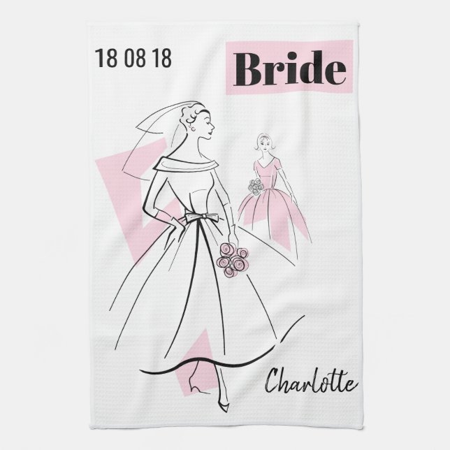 Fashion Bride Pink Group Bride kitchen towel (Vertical)