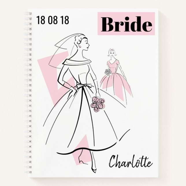 Fashion Bride Pink Group Bride Name Date multi Notebook (Front)