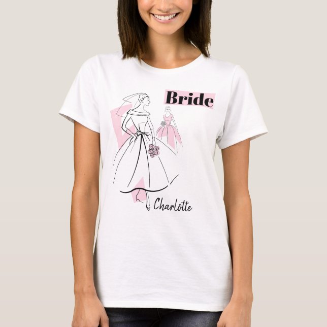 Fashion Bride Pink Group Bride Name t-shirt (Front)