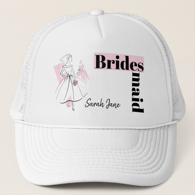 Fashion Bride Pink Group Bridesmaid hat (Front)