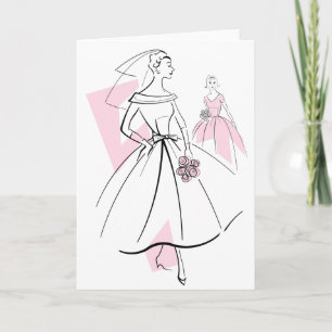 Fashion Bride Pink Group greetings card