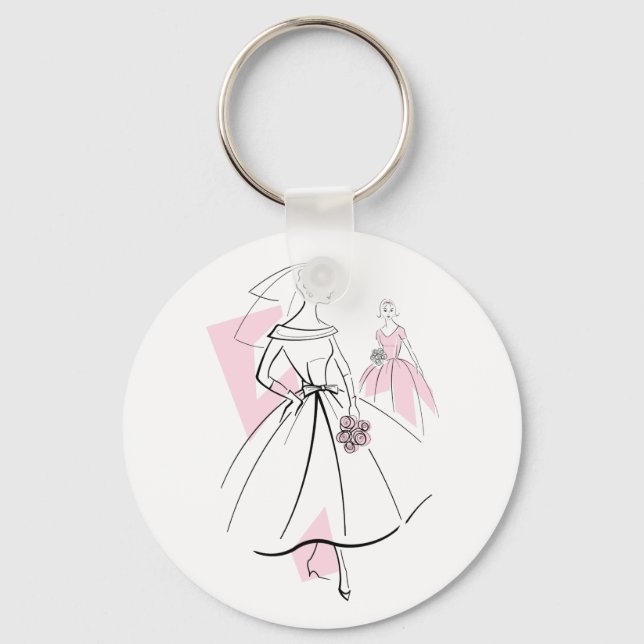 Fashion Bride Pink Group keychain round (Front)