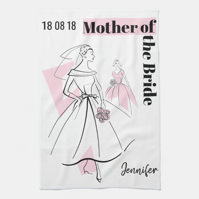 Fashion Bride Pink Group Mother of Bride Kitchen Towel (Vertical)
