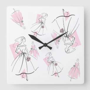 Fashion Bride Pink Group Multi clock square