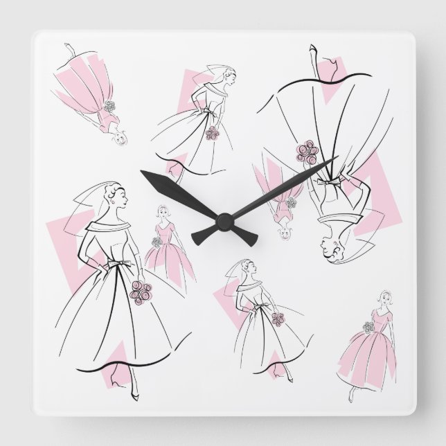 Fashion Bride Pink Group  Multi clock square (Front)