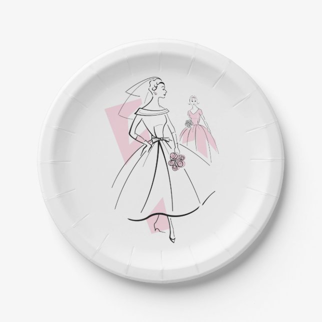 Fashion Bride Pink Group paper plates (Front)