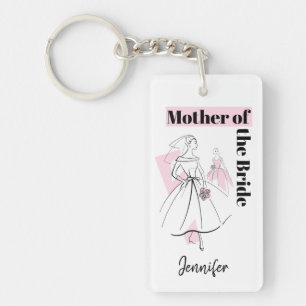 Fashion Bride Pink Mother of the Bride rectangle Keychain
