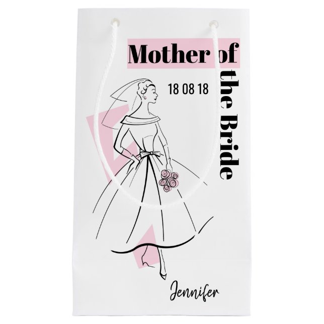Fashion Bride Pink Mother of the Bride small Small Gift Bag (Front)