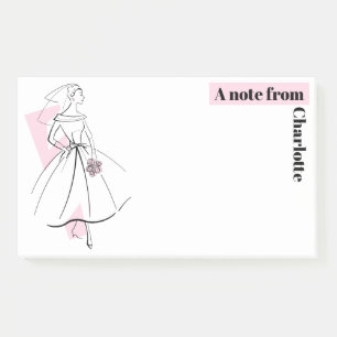Fashion Bride Pink Note Name post-it notes