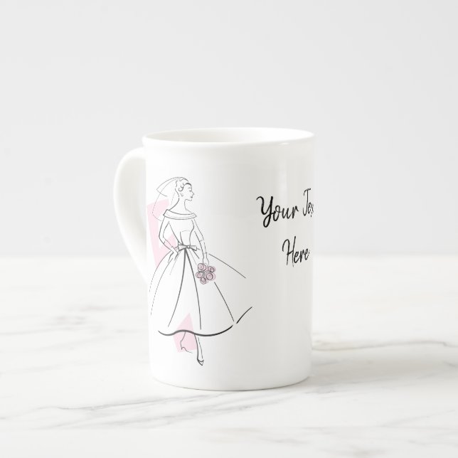 Fashion Bride Pink Text mug bone china (Front Left)