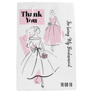Fashion Bride Pink Thank You Bridesmaid med pink Medium Gift Bag