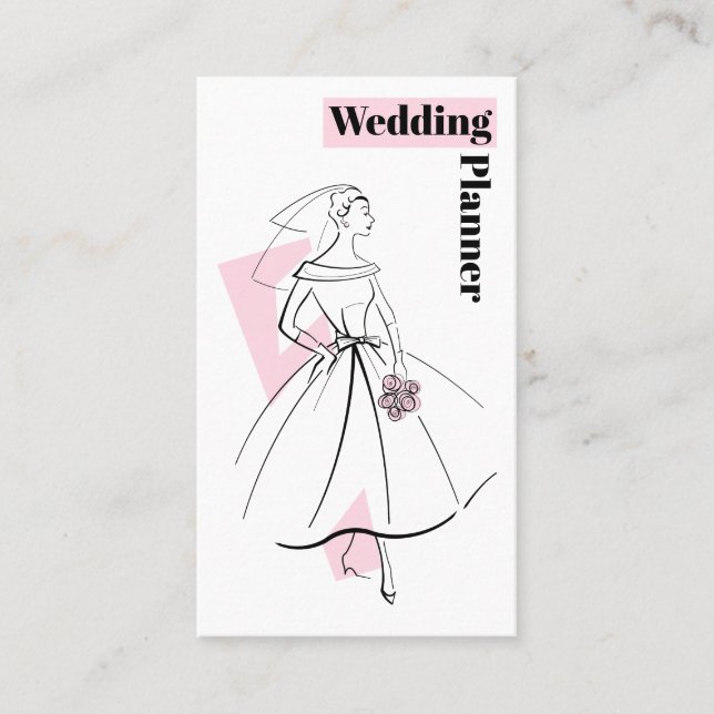 Fashion Bride Pink Wedding Planner business card (Front)