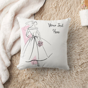 Fashion Bride rose Texte lancer oreiller rose reto