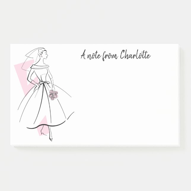 Fashion Bride rose Texte post-it notes (Devant)
