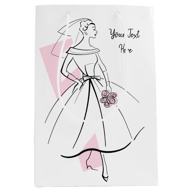 Fashion Bride rose Texte sac cadeau moyen (Devant)