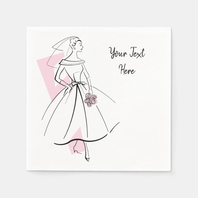 Fashion Bride rose Texte serviettes en papier (Devant)