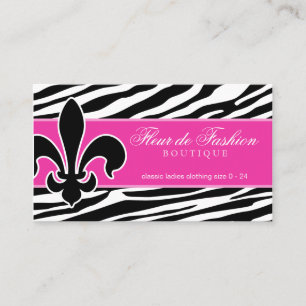 Fashion Business Card Fleur de lis zebra pink