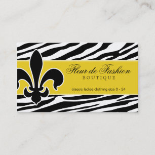 Fashion Business Card Fleur de lis zebra yellow