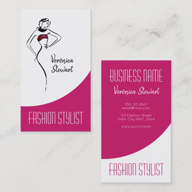 Fashion Business Woman Illustration Business Card (Front/Back)
