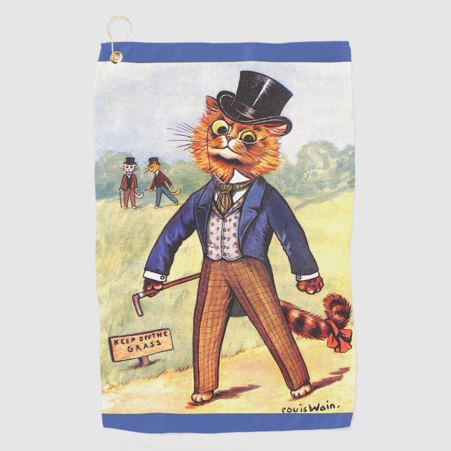 Fashion Cat by Louis Wain Golf Towel (Front)