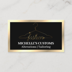 Fashion Coat Hanger Logo   Gold Business Card
