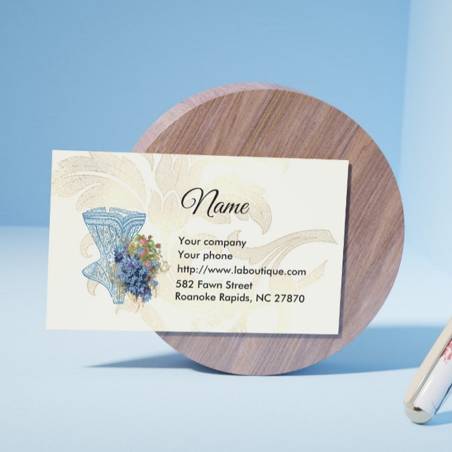 Fashion Corset & Blue Flowers Business Card (Creator Uploaded)